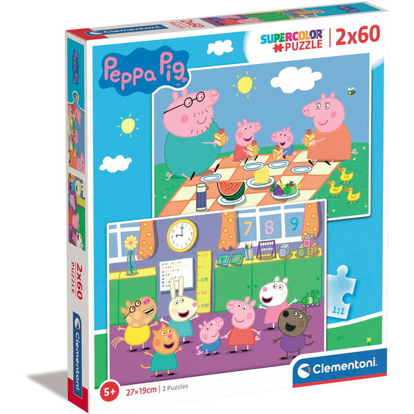 Puzzle Clementoni SuperColor - Peppa Pig, 2 in 1, 2x60 piese
