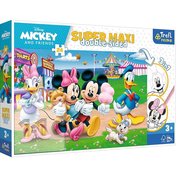 Puzzle Trefl Primo Super Maxi, Disney Mickey Mouse, Mickey la targ, 24 piese