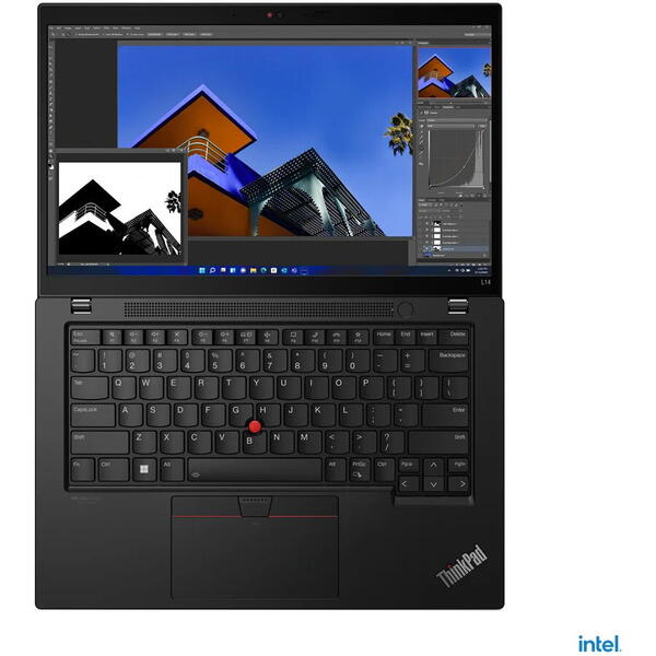 Laptop Lenovo ThinkPad L14 G3, Intel Core i7-1255U, 14 inch FHD, 8GB RAM, 256GB SSD, Windows 11 Pro, Negru