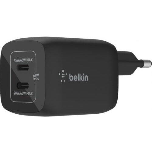 Incarcator Belkin WCH013VFBK, 2x USB-C, 65W, Negru
