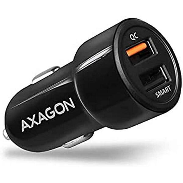 Incarcator auto AXAGON, Smart 5V 2,4A + Quick Charge 3.0, 30W, Negru