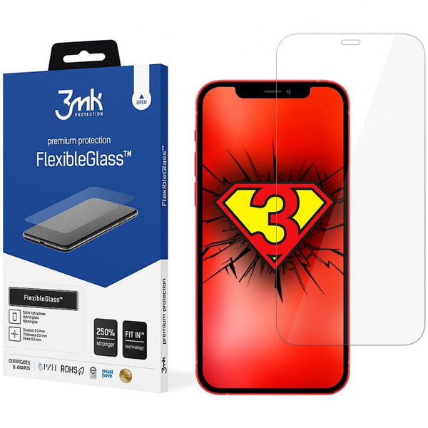 Folie de protectie 3MK FlexibleGlass pentru Apple iPhone 12 / Apple iPhone 12 Pro, Sticla Flexibila, 7H
