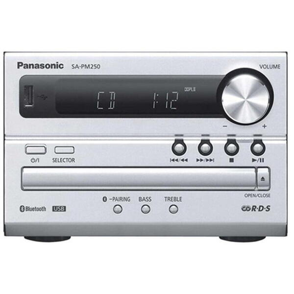 Microsistem audio Panasonic SC-PM250EC-S, 20W, USB, Bluetooth, Argintiu