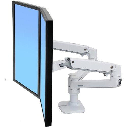 Suport monitor pentru birou Ergotron LX Dual 45-491-216, Pivot, Rotire 360, 18kg, Alb