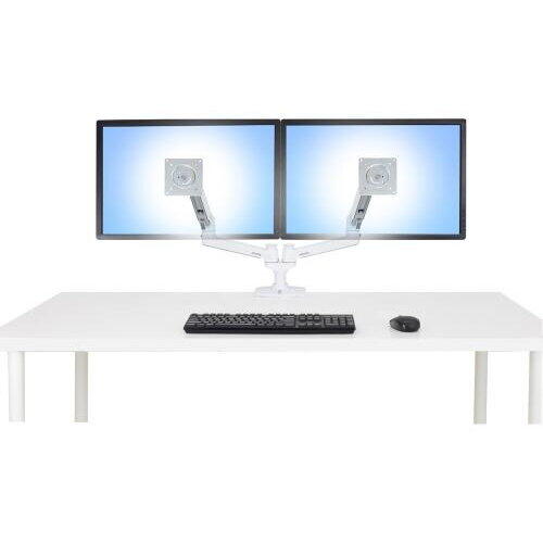 Suport monitor pentru birou Ergotron LX Dual 45-491-216, Pivot, Rotire 360, 18kg, Alb