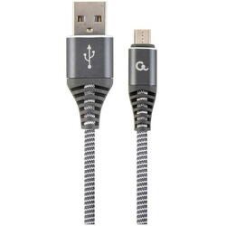 Cablu alimentare si date Gembird CC-USB2B-AMmBM-2M-WB2, USB 2.0 (T) la Micro-USB 2.0 (T), 2m, Gri /Alb