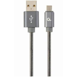 Cablu alimentare si date Gembird CC-USB2S-AMmBM-2M-BG, USB 2.0 (T) la Micro-USB 2.0 (T), 2m, Gri /Alb