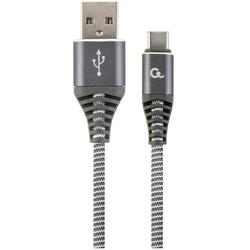 Cablu alimentare si date Gembird, USB 2.0 (T) la USB 2.0 Type-C (T), 2m, Gri /Alb