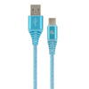 Cablu de date Gembird Premium Cotton Braided, USB - USB-C, 2m, Albastru