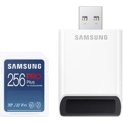 Card Samsung PRO Plus for Professionals R160/W120 SDXC 256GB UHS-I U3 Clasa 10 cu cititor de carduri