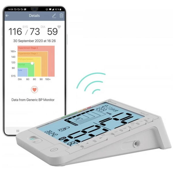 Monitor digital de tensiune arterială TrueLife Pulse BT pentru braț cu aplicație pentru telefon Bluetooth