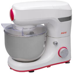 Mixer cu bol Akai AKM500, capacitate 500 g sau 2.5L, 450 W, alb-rosu