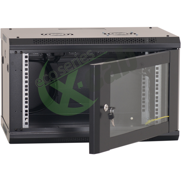 Cabinet metalic de perete 19, tip rack wallmount, 6U 600x450 mm, Eco Xcab Negru