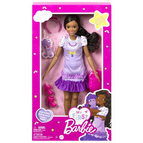 MATTEL Barbie HLL18 Prima mea papusa Barbie – Fata cu parul negru cu un pudel