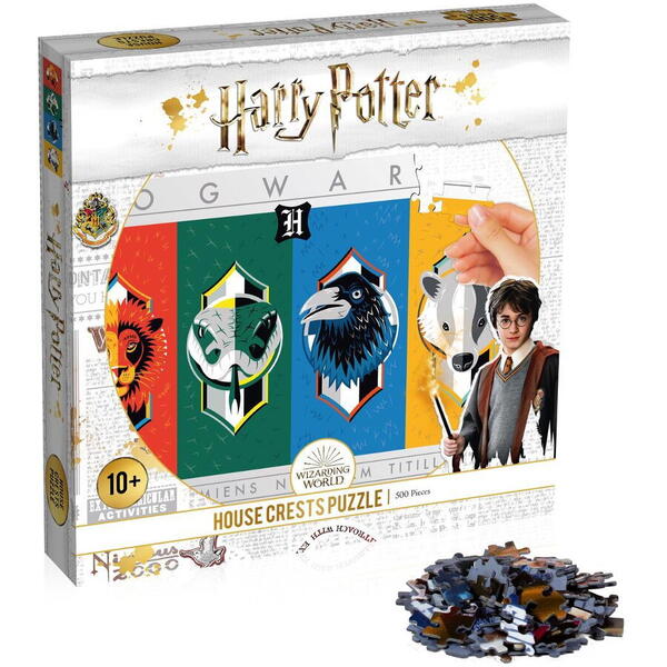 Winning Moves Puzzle 500 piese - Harry Potter House Crests, Carton