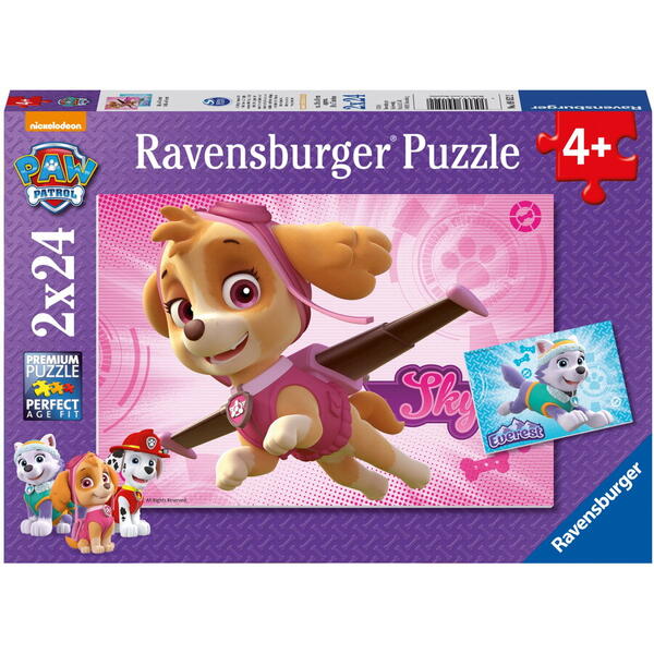 Puzzle Ravensburger, Patrula Catelusilor, 2X24 piese, Skye&Everest