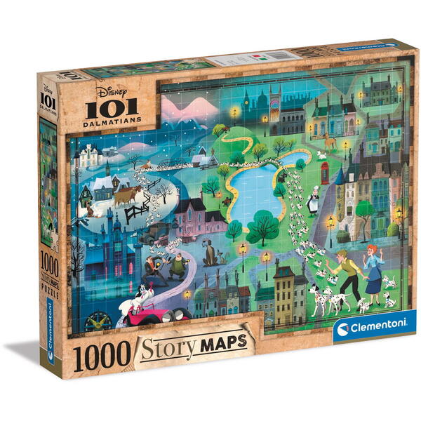 Puzzle Clementoni Story Maps - Disney, 101 Dalmatieni, 1000 piese