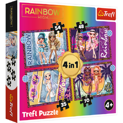 Puzzle Trefl 4 in 1, Rainbow High, Papusile fashion, 35/48/54/70 piese