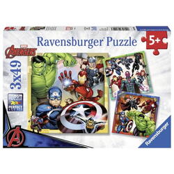 Puzzle Ravensburger - Marvel Avengers, 3 in 1, 3x49 piese