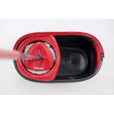 Set mop rotativ cu galeata Vileda Turbo 3 in 1 Microfibre Box, negru-rosu