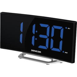 Ceas decorativ Sencor SDC 120 cu alarma, Negru/Argintiu