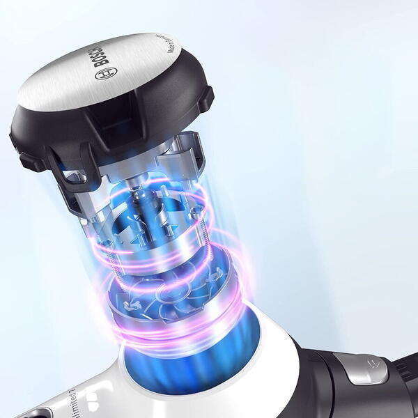 Aspirator vertical Bosch Unlimited 7, 18 V, Mod Auto, Quick Stand, Perie motorizata cu LED-uri, Autonomie 40 de min, 0.3 l, White