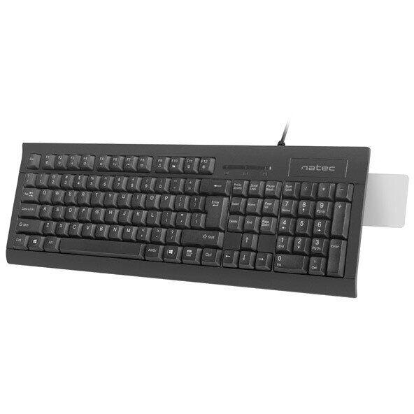 Tastatura NATEC MORAY, layout US, card SMART ID, USB, Negru