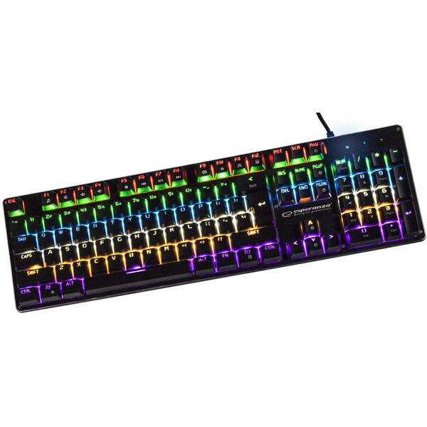 Tastatura gaming Art KLART AK-51, cu cablu, iluminata RGB, mecanica, US layout, Negru