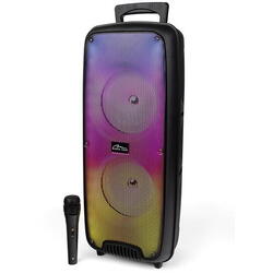 Boxa Portabila wireless Media-Tech FLAMEZILLA MT3178, Radio FM, MP3 Player, Karaoke, 20W RMS, iluminare RGB, Negru