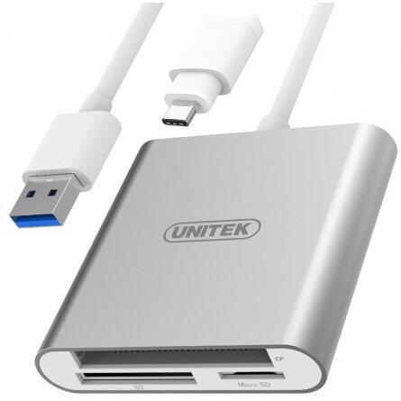 Adaptor cu cititor de carduri , Unitek , Y9313D USB / USB 3.1 tip C , alb