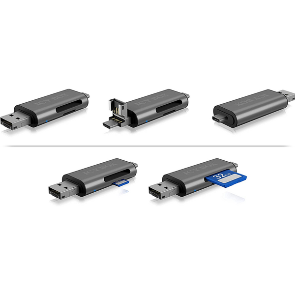 ICYBOX CARD Reader Icy Box interfata USB 2.0, citeste/scrie: SD, microSD, adaptor USB Type-C&Micro-B, „IB-CR200-C”