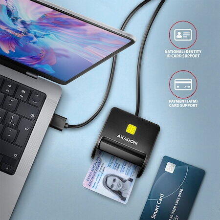 Cititor SIM Axagon Smart Card PocketReader, CRE-SM3N, USB 2.0