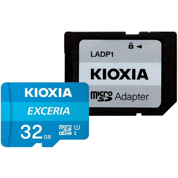 Card de memorie microSDHC Kioxia Exceria (M203) 32GB,UHS I U1+ adaptor, LMEX1L032GG2