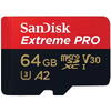 Card de memorie SanDisk Extreme PRO microSDXC 64GB,pana la 200MB/s & 90MB/s Read/Write speeds A2 C10 V30 UHS-I U3 + SD Adapter