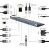 Docking station Gembird, USB Type-C 9-in-1 multi-port adaptor(USB hub + HDMI + VGA + PD + card reader + LAN + 3.5 mm audio), space grey