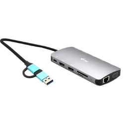 Statie de andocare USB 3.0/USB-C/Thunderbolt 3x Display Nano Dock metalic LAN +Livrare putere 100W