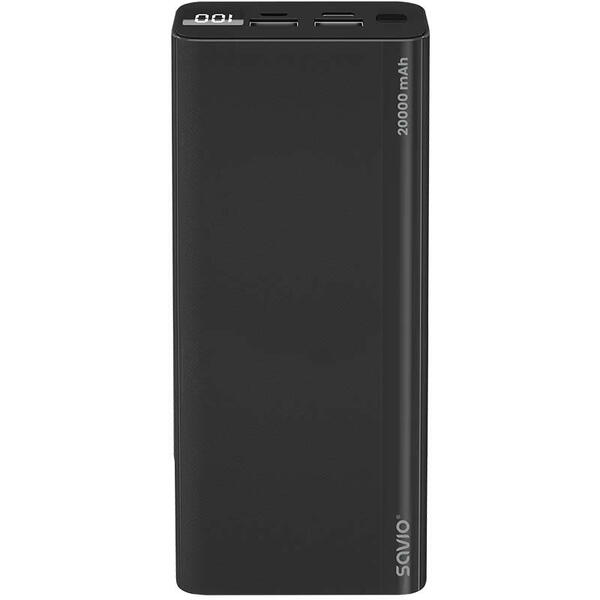 Baterie externa Savio BA-05 Power bank, 20000 mAh, Quick Charge, Power Delivery, 20W, 3A, display led