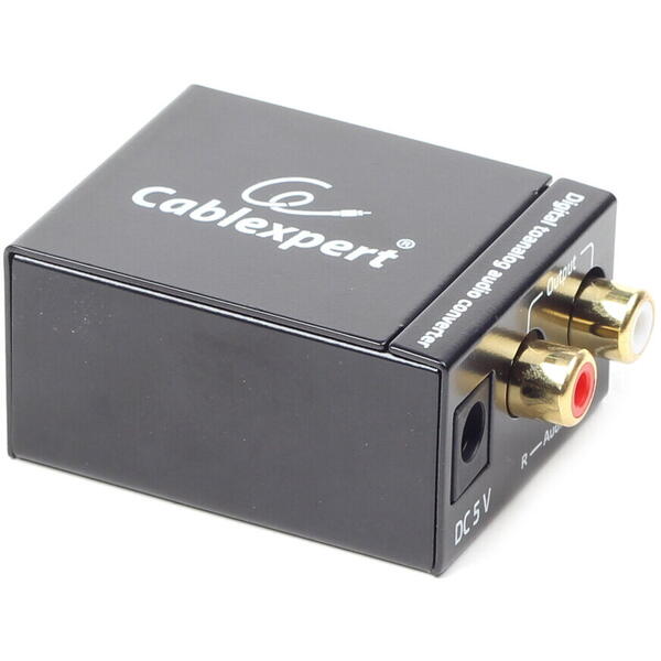 Convertor audio Gembird, digital, analogic, Cablexpert 08257, cu alimentator 5V DC, Negru