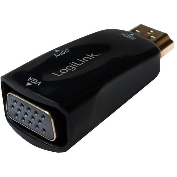Adaptor Logilink HDMI - VGA, Audio-out 3.5mm, Negru
