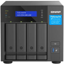 QNAP TVS-h474-PT-8G NAS Tower, 4 disk bays, Intel Pentium Gold G7400 2-core 4-thread processor, up to 3.7GHz