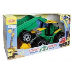 Tractor cu remorca Lena, Plastic, 90 cm, Verde / Galben