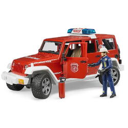 Masinuta de pompieri Bruder - Jeep Wrangler Unlimited Rubicon, cu figurina
