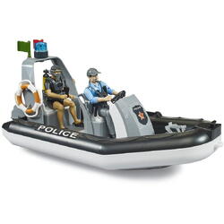 Barca de politie cu girofar, 2 figurine si accesorii, Bruder 62733
