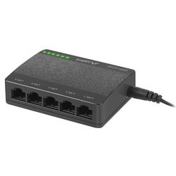 Switch Lanberg 41567, cu 5 porturi Fast Ethernet RJ-45 10/100 Mbps, 5V, racire pasiva, Negru