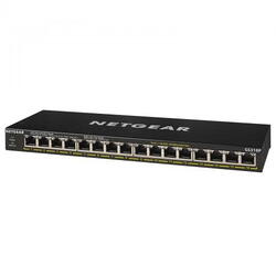 Switch Netgear GS316P-100EUS, 16 porturi, PoE, Negru