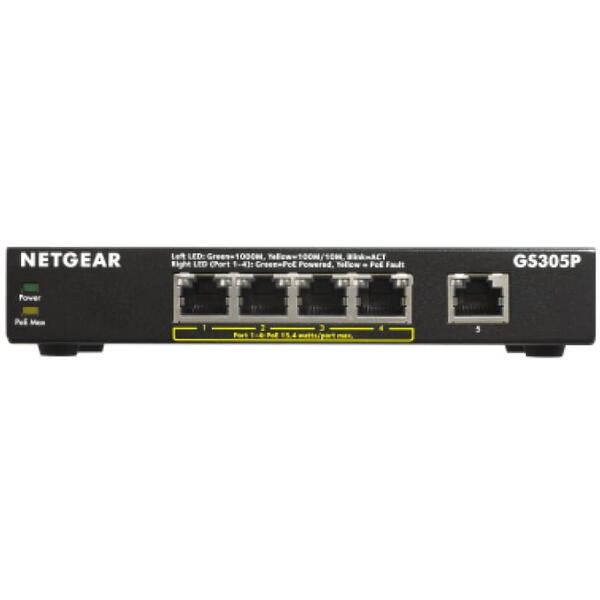 NETGEAR GS305Pv2 Fara management Gigabit Ethernet (10/100/1000) Power over Ethernet (PoE)