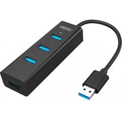 Hub USB Unitek Y-3089, pasiv, 4 USB 3.0, 1x micro USB, Negru