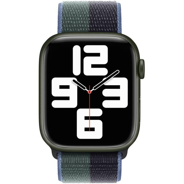 Curea pentru Apple Watch 45mm, Sport Loop, Verde- Negru