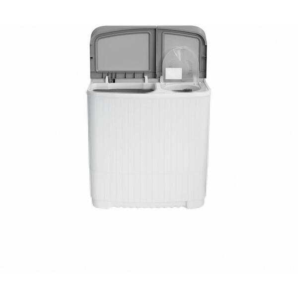 Masina de spalat rufe semiautomata Daewoo DSWM 5.3S, Capacitate rufe uscate 5 Kg, Capacitate rufe storcere 2.5 Kg, Alb/Silver