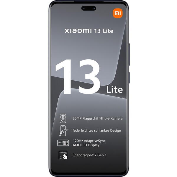Telefon mobil Xiaomi 13 Lite, Dual SIM, 128GB, 8GB RAM, 5G, Negru